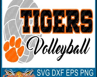 Tigers Volleyball SVG, DXF, EPS, Png Cut File for Cameo and Cricut, Volleyball Svg, Volleyball Mom Svg, Tigers Svg, Tigers Cut File