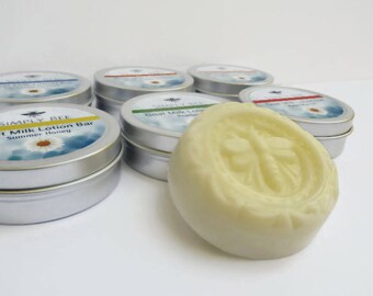 Goat Milk Lotion Bar, Solid Lotion Bars, Beeswax Lotion, Cupuaca Butter, Jojoba Oil, Moisturizer, Hard Lotion Bar, 2 oz Tin, Gift for Her