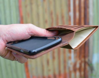 Handmade Samsung Galaxy S7 Case Genuine Rustic Nubuck Real Leather Dark Brown by Ebb Flow