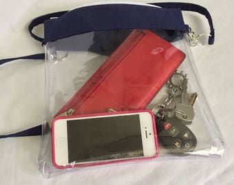 Crossbody Bag Clear Purse Stadium Bag Navy Blue Athletic Game Bag Monogrammed Tote Bag Clear Crossbody Bag Football Game Bag Clear Stadium