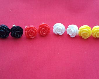 Rose Earring Stud Gift Set, Sparkle Rose Resins, Fashion Jewellery Accessories, Chic Flowers, Bridal wear, Party Jewellery, Event Jewelry
