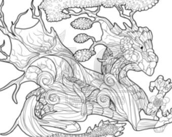 Mother and Baby Dragon Coloring Page