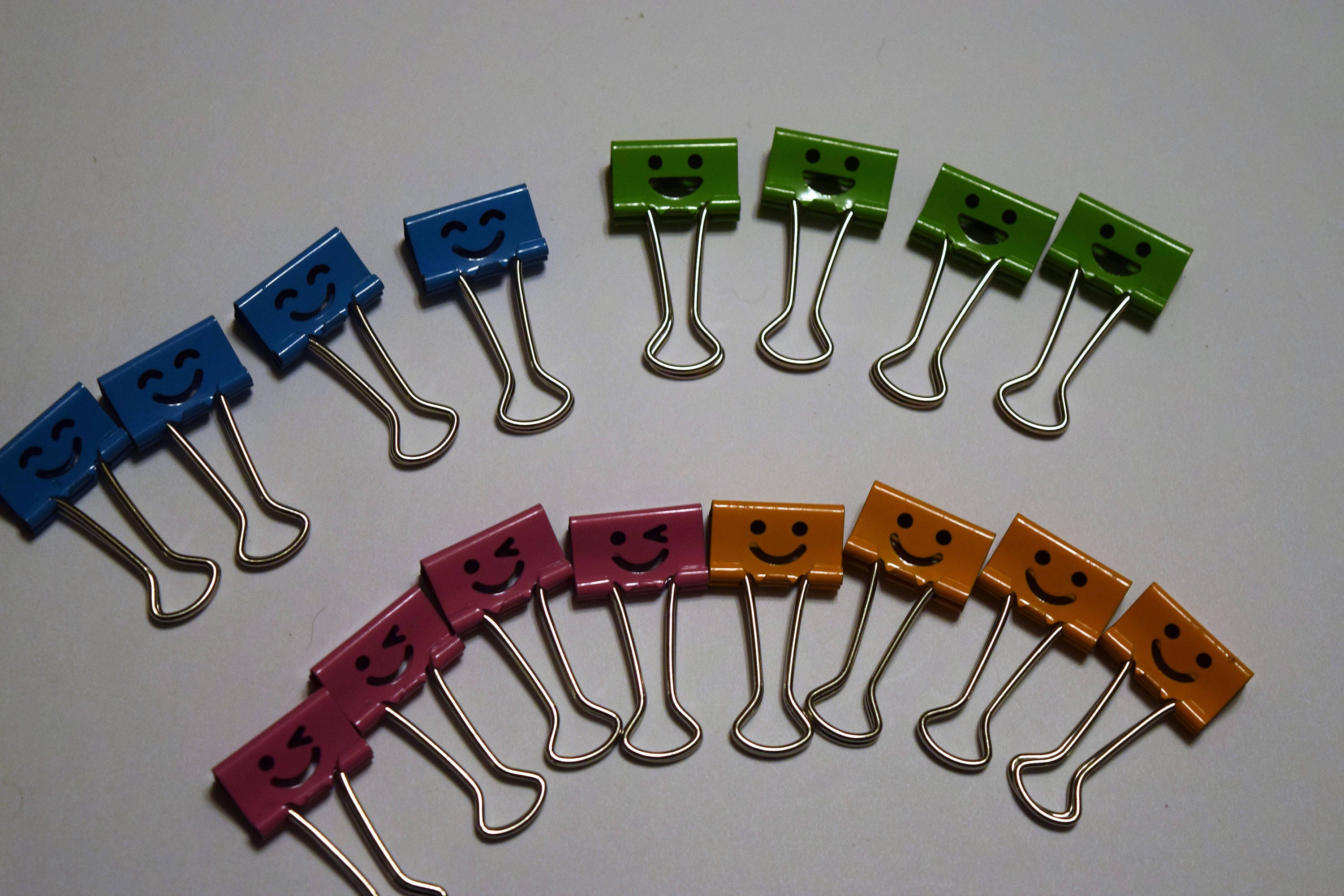 Binder Clips Silly Faces Colorful Desk Accessory Smiling Faces