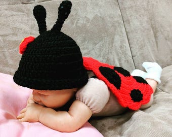 Newborn Ladybug Costume/Newborn Halloween Costume/Ladybug Outfit Costume/Ladybug Photo Props/Crochet Ladybug Outfit/Ladybug Costume
