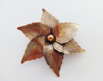 Vintage 1950s Copper Flower Pin Brooch