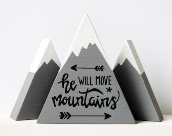 Wooden mountains, Baby boy gift, He will move mountains, First baby boy, Baby shower gift, The mountains are calling, He believed, Boy mom