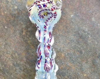 A Chromatic RED Frit n Three Paws Bowl Glass Smoking pipe