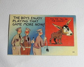 Army Comics Postcard, Military Cartoon, Hitler, Donkey Hitler, 1945 Postcard, WW2, World War 2