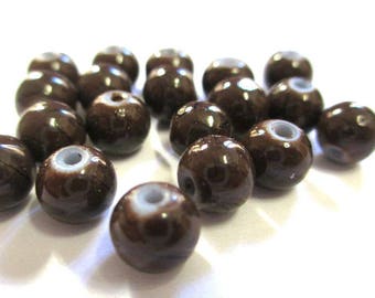 20 black, dark brown glass 6mm beads