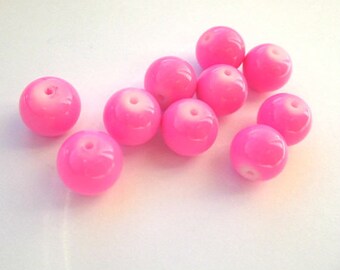 10 pearls pink painted glass 10mm (T)