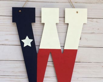 Texas Flag Door Hanger - Texas Decor- Door Hanger - Texas Flag -Monogram Door Hanger - Texan Decoration - Porch Decor