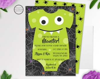 Halloween Baby Shower Invitation | Monster Baby Shower Inviations | They've Created a Monster Invitation | A Little Monster on the Way