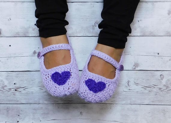 Mary Jane heart slippers purple heart slippers mary janes