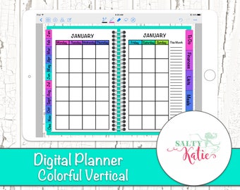 Digital Planner - Digital Planner for GoodNotes - Vertical Digital Planner for iPad - Colorful Vertical Digital Planner - GoodNotes Planner