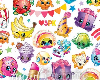 Woven Fabric - Moose Shopkins Packed Rainbow Celebration - Fat Quarter Yard +