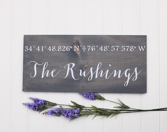 Coordinates wall art, Custom coordinates sign, Wood wall art, Wedding gift for couple, Wooden sign