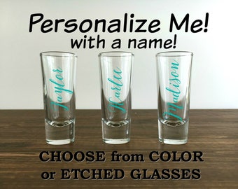 Bridesmaid Shot Glasses, Personalized Bride Gift, Bachelorette Party Favors, Bachelorette Party, Etched Shot Glasses, Bridesmaid Proposal