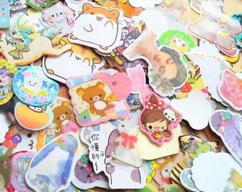Kawaii Sticker Flakes - Grab Bag - Cute Stickers - 50 Pieces - Journaling - Japanese Stationery - Kawaii Stickers Surprise Mix
