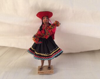 Vintage Mexican Folk Art Doll Collectible