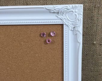 FRAMED PIN BOARD - White Framed Corkboard | White Ornate Framed Cork Board | Memo Board | Notice Board | Vision Board | Framed Earring Stand