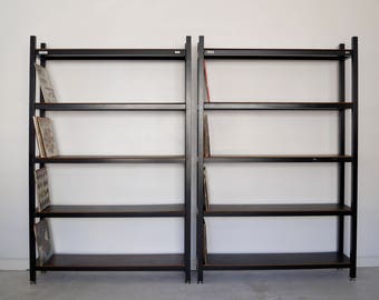Pair of Vintage Metal Bookshelves / Shelving Units Record Racks for Records - Very Solid!