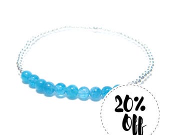 Aquamarine - Silver Beaded Bracelet