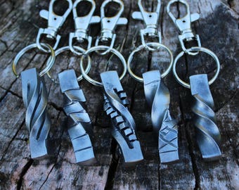 Hand forged steel key chain