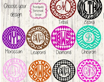 Circle Monogram Frames, Vine Monogram, Fancy Monogram, Circle Monogram, Lily Pulitzer Vinyl, Glitter Vinyl, Personal Decal, Personal Gift