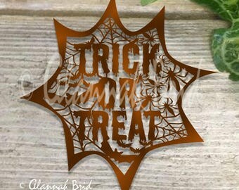 Trick or treat svg, halloween, laser cut, svg files, halloween svg, svg wreath, halloween dxf file, svg halloween, halloween svg etsy, dxf.