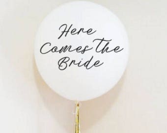 Here comes the bride, giant Balloon decal, wedding balloon, jumbo balloon, giant balloons, wedding balloons, vinyl decal, wedding banner