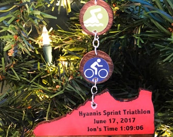 Triathlon Ornament, Swim Bike Run Ornament, Triathlon Gifts, Ironman Triathlon Gifts, Triathlete Ornament, Triathlete Gift, Sprint Triathlon