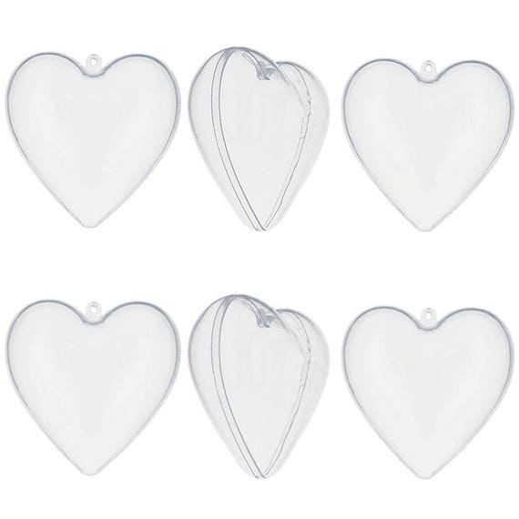 3 Set Of 6 Diy Clear Plastic Heart Ornaments