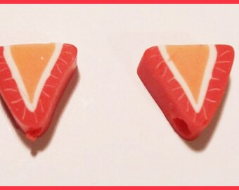 2 charms fruit strawberry - fimo polymer clay beads