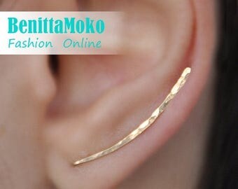 ON SALE Ear Climbers Earrings x2, Ear Climber, Gold Ear Pins, Climber Earrings 30mm, Ear Crawlers, Earrings Pin, Gold Earrings, Earring Pins