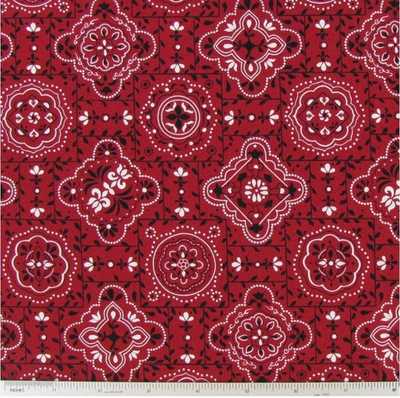 Red bandana fabric cowboy fabric novelty fabric western