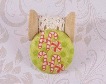 1 cabochon 28mm x fabric hoho Christmas ref A23
