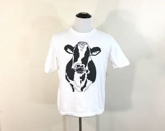 90's vintage cow print 100% cotton t-shirt size XL