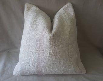 Kilim Pillow, 24"×24"İnches, Linen Pillow, Cushion Cover, Throw Pillow, Tribal Pillow, Turkish Kilim Pillow, Pillow Cover, Hemp, Linen
