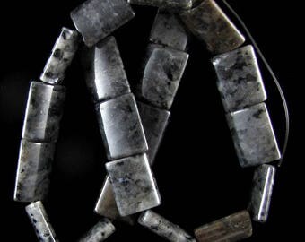 20mm grey labradorite larvikite pillow rectangle beads 16" strand 17120
