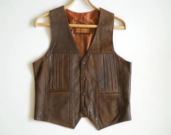 Vintage leather vest | Etsy