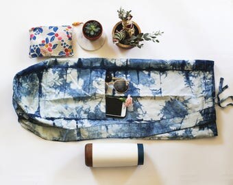 Yoga Bag in SPLASH - Workout bag / Birthday gift / Indigo dyed / Indigo yoga bag / Yoga mat carrier / Cotton yoga bag - Portland OR