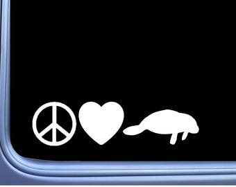 Peace Love Manatee L367 8 inch Decal Sticker