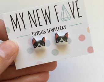 Boston Terrier, Boston Terrier earrings, Boston Terrier jewellery, dog, Boston stud earrings, Boston Terrier jewelry, Boston studs