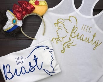 Disney Couple Shirts | Beauty And The Beast Matching Shirts | Disney Wife | Disney Wife Happy Life | Womens Disney Shirt | Disney Matching