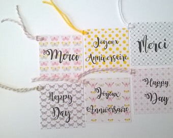 6 labels butterflies and pastel for various occasions