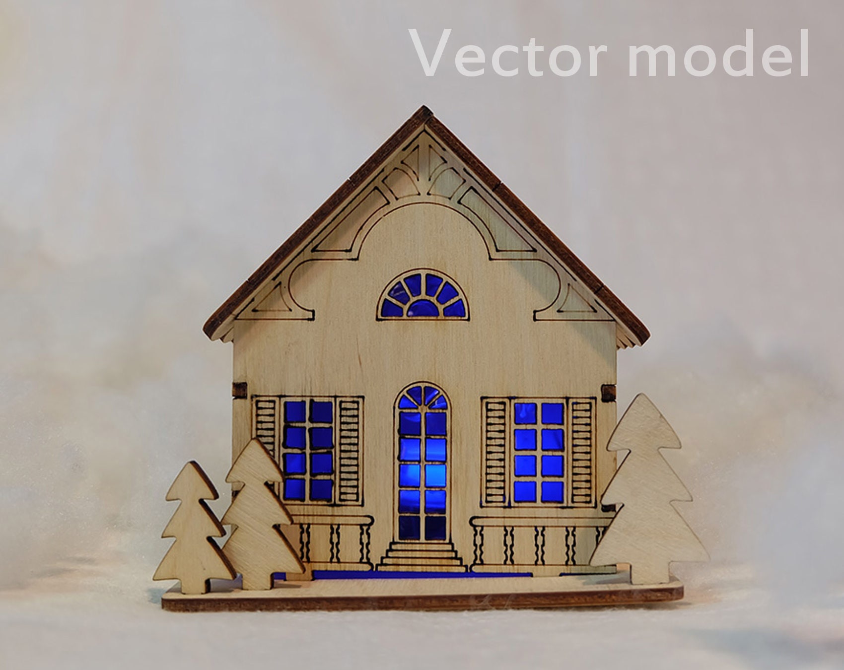 Christmas Toy House Set Of 2 Drawings Laser Cut Vector Model Vector Template For Laser Laser Cut House Template