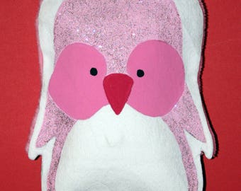 Small heating pad - pink glitter Penguin - OOAK