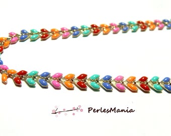 20 cm chain CHEVRON COB enameled metal DORE and multicolored enamel