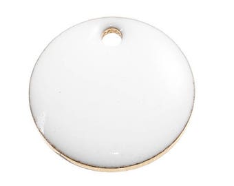 Set of 2 copper sequins glazed 12 mm white