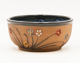 Flower Soup & Salad Bowl | Cereal Bowl | Serving Bowl | Pottery | Ceramic | Stoneware | Pottery Bowl | Ceramic Bowl | Stoneware Bowl